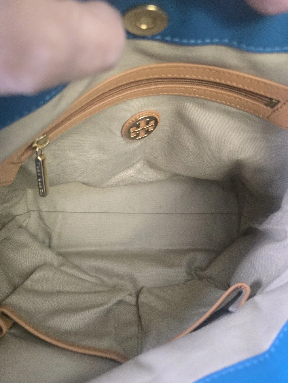 Tory Burch Jaden Canvas Tote Bag - Blue & Brown